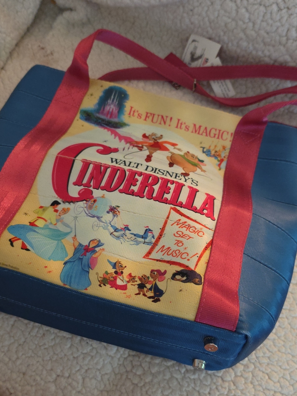 Harveys Walt Disney Cinderella Canvas Tote - Blue & Pink